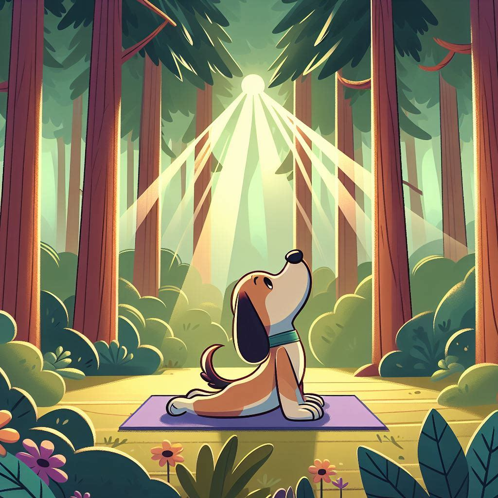 Doggo Yogi serenely practices Updog