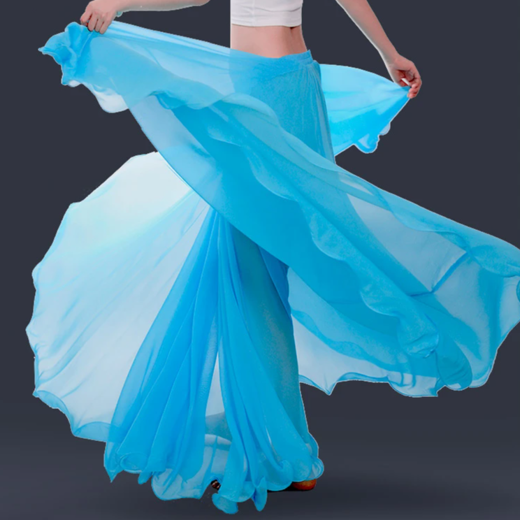 Professional Chiffon Full Wired-Edge Belly Dance Skirt Raqs Skirt