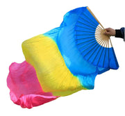 Silk Fan Veils in Many Bold Colors - 180cm 1 pair (R & L) blue yellow dark pink 180cm Veil - 1 Pair R L Dance Props Fan Fan Veil Raqs