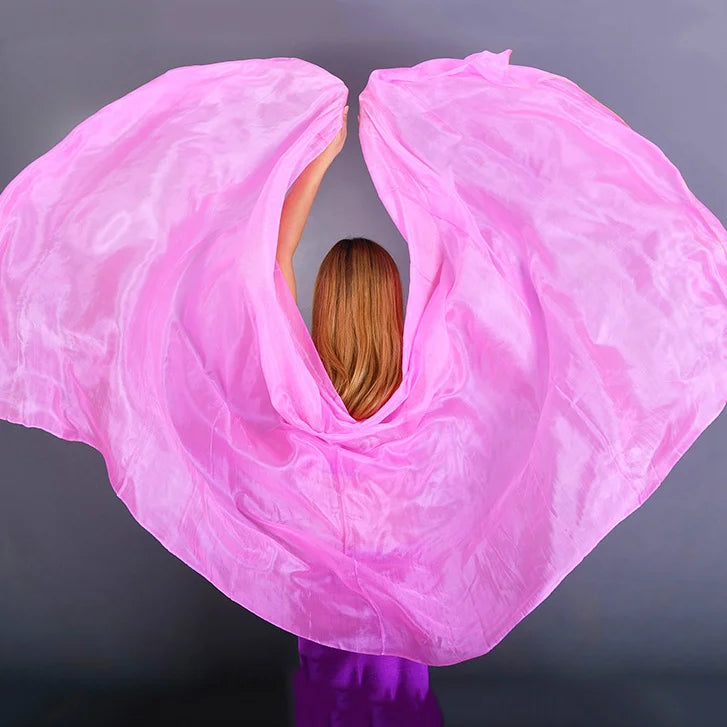 100% Silk Lightweight Silk Belly Dance Performance Veil - Many Colors Pink Dance Props Raqs Veils