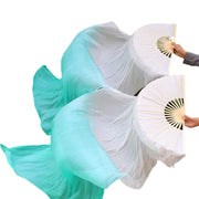 Silk Fan Veils in Many Bold Colors - 180cm 1 pair (R & L) white aqua 180cm Veil - 1 Pair R L Dance Props Fan Fan Veil Raqs