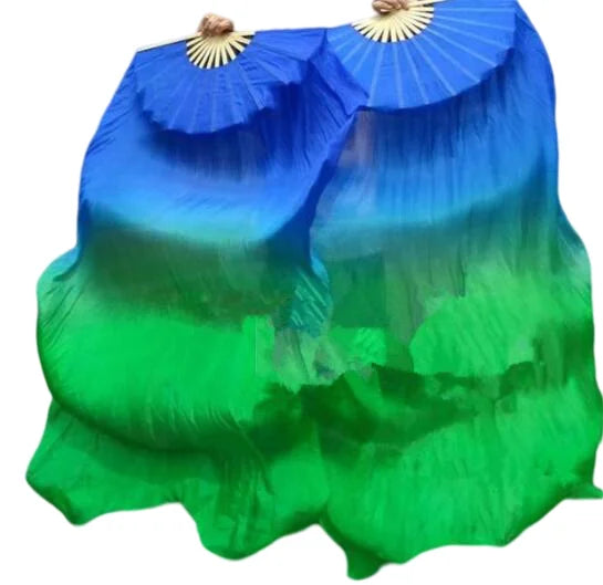 Silk Fan Veils in Many Bold Colors - 180cm 1 pair (R & L) blue aqua green 180cm Veil - 1 Pair R L Dance Props Fan Fan Veil Raqs