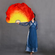 Large Silk Flutter Fan Veils 36cm fan, 50cm veil -1 Pair R & L yellow orange red 36cm-50cm 1 Pair R L Dance Props Fan Fan Veil Silk