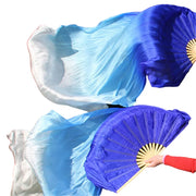 Silk Fan Veils in Many Bold Colors - 180cm 1 pair (R & L) Dance Props Fan Fan Veil Raqs