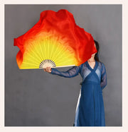 Large Silk Flutter Fan Veils 36cm fan, 50cm veil -1 Pair R & L Dance Props Fan Fan Veil Silk