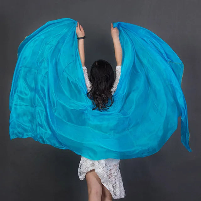 100% Silk Lightweight Silk Belly Dance Performance Veil - Many Colors Turquoise Dance Props Raqs Veils