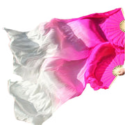 Silk Fan Veils in Many Bold Colors - 180cm 1 pair (R & L) fuchsia pink white 180cm Veil - 1 Pair R L Dance Props Fan Fan Veil Raqs