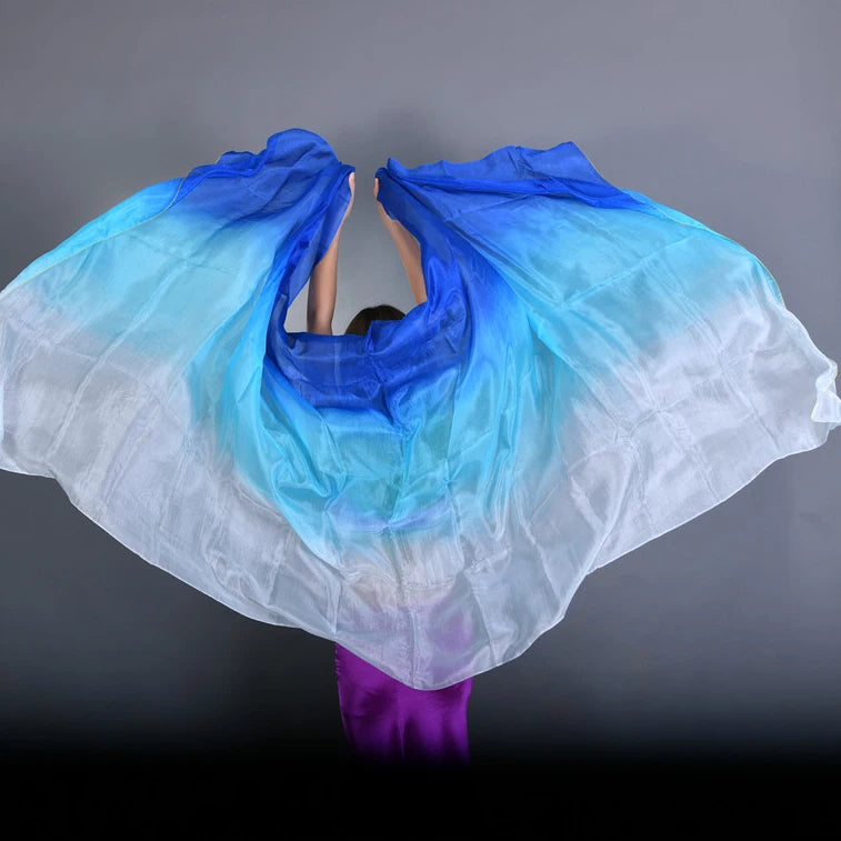 100% Silk Lightweight Silk Belly Dance Performance Veil - Many Colors Blue Turquoise White Dance Props Raqs Veils