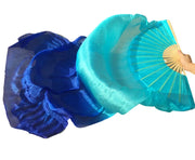 Silk Fan Veils in Many Bold Colors - 180cm 1 pair (R & L) aqua blue navy 180cm Veil - 1 Pair R L Dance Props Fan Fan Veil Raqs