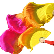 Silk Fan Veils in Many Bold Colors - 180cm 1 pair (R & L) yellow orange fuchsia 180cm Veil - 1 Pair R L Dance Props Fan Fan Veil Raqs