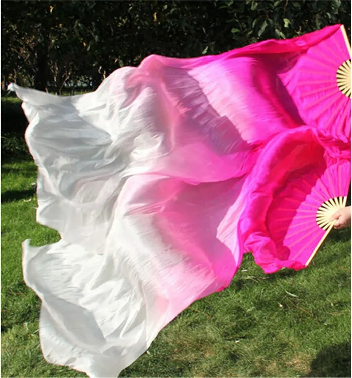 Silk Fan Veils in Many Bold Colors - 180cm 1 pair (R & L) Dance Props Fan Fan Veil Raqs