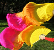 Silk Fan Veils in Many Bold Colors - 180cm 1 pair (R & L) Dance Props Fan Fan Veil Raqs