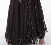 11 Colors Side Slit 3-Layer Chiffon Belly Dance Skirt Black Raqs Skirt