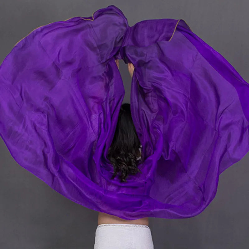 100% Silk Lightweight Silk Belly Dance Performance Veil - Many Colors Purple Dance Props Raqs Veils