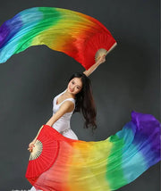 Silk Fan Veils in Many Bold Colors - 180cm 1 pair (R & L) Dance Props Fan Fan Veil Raqs