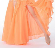 11 Colors Side Slit 3-Layer Chiffon Belly Dance Skirt Orange Raqs Skirt