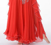 11 Colors Side Slit 3-Layer Chiffon Belly Dance Skirt Red Raqs Skirt