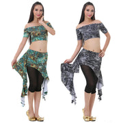 Dance Classwear Peacock Pattern 3-piece Set Top Skirt Pants Classwear Costume Set Raqs