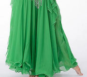 11 Colors Side Slit 3-Layer Chiffon Belly Dance Skirt Green Raqs Skirt