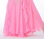 11 Colors Side Slit 3-Layer Chiffon Belly Dance Skirt Pink Raqs Skirt