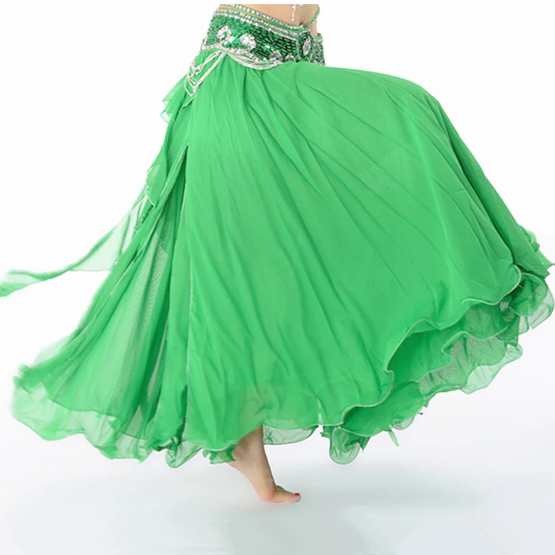 11 Colors Side Slit 3-Layer Chiffon Belly Dance Skirt Raqs Skirt