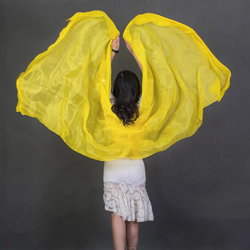 100% Silk Lightweight Silk Belly Dance Performance Veil - Many Colors Yellow Dance Props Raqs Veils