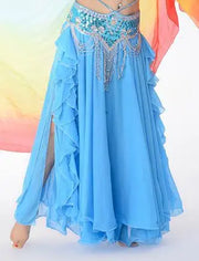 11 Colors Side Slit 3-Layer Chiffon Belly Dance Skirt Raqs Skirt