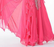 11 Colors Side Slit 3-Layer Chiffon Belly Dance Skirt Fuchsia Raqs Skirt