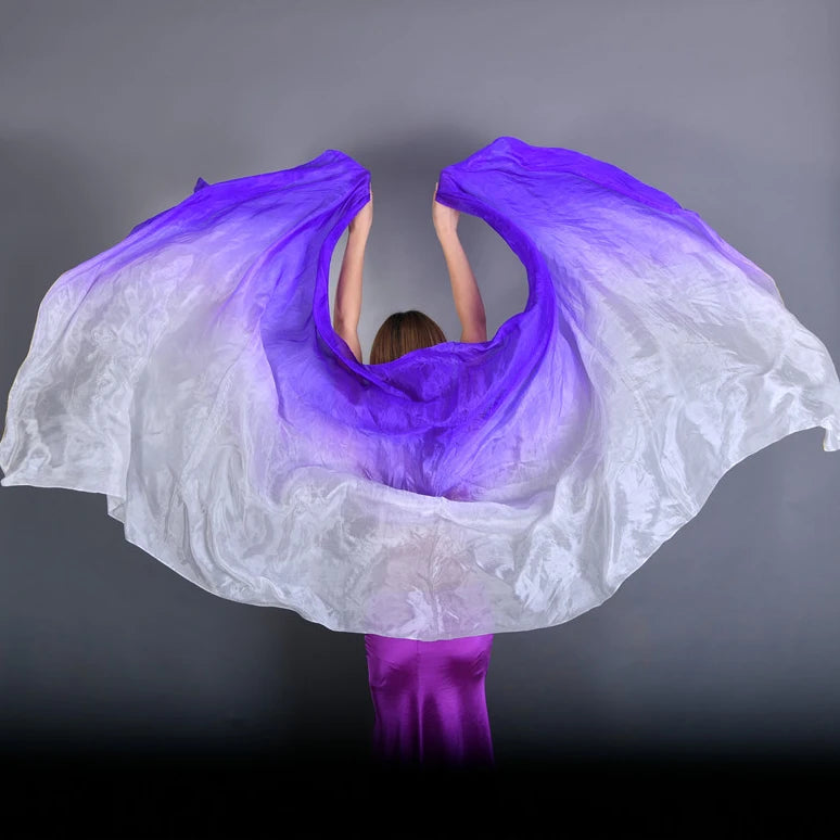 100% Silk Lightweight Silk Belly Dance Performance Veil - Many Colors White purple Dance Props Raqs Veils