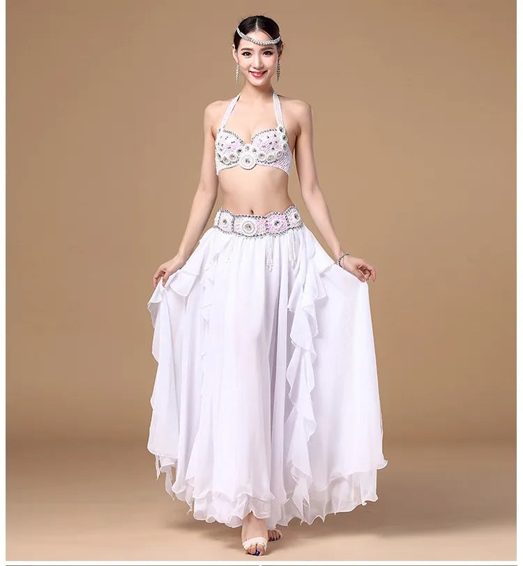 11 Colors Side Slit 3-Layer Chiffon Belly Dance Skirt Raqs Skirt