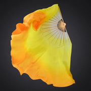 Large Silk Flutter Fan Veils 36cm fan, 50cm veil -1 Pair R & L white yellow orange 36cm-50cm 1 Pair R L Dance Props Fan Fan Veil Silk