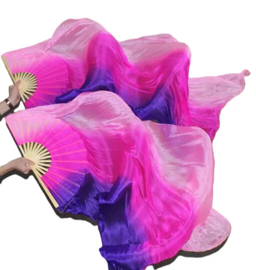 Silk Fan Veils in Many Bold Colors - 180cm 1 pair (R & L) vertical pink fuschia purple 180cm Veil - 1 Pair R L Dance Props Fan Fan Veil Raqs