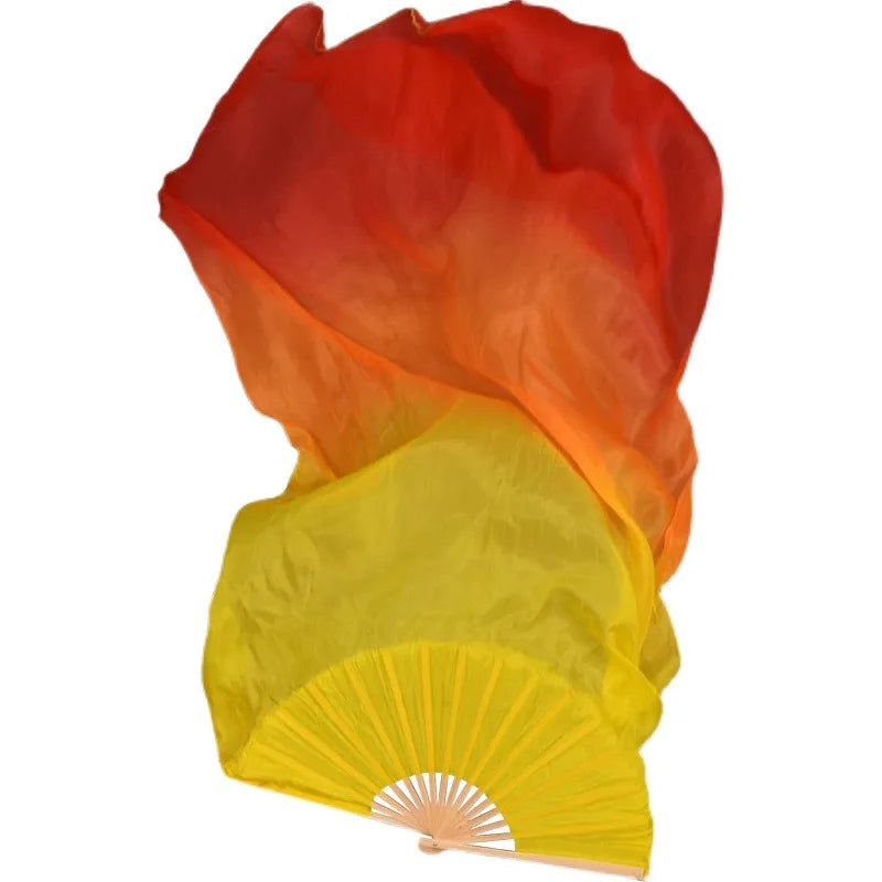 Silk Fan Veils in Many Bold Colors - 180cm 1 pair (R & L) yellow orange red 180cm Veil - 1 Pair R L Dance Props Fan Fan Veil Raqs