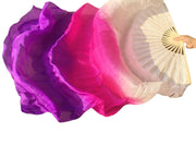 Silk Fan Veils in Many Bold Colors - 180cm 1 pair (R & L) white fuschia purple 180cm Veil - 1 Pair R L Dance Props Fan Fan Veil Raqs