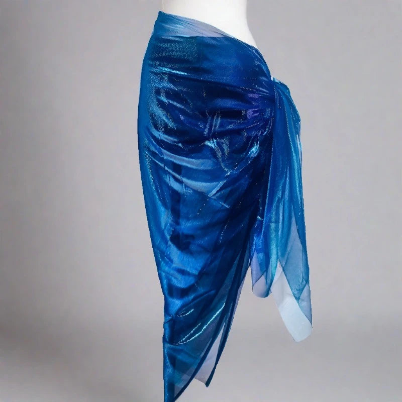 Iridescent Gauze Hip Scarf Wrap Deep Sea Blue One-size Hip Scarf Raqs