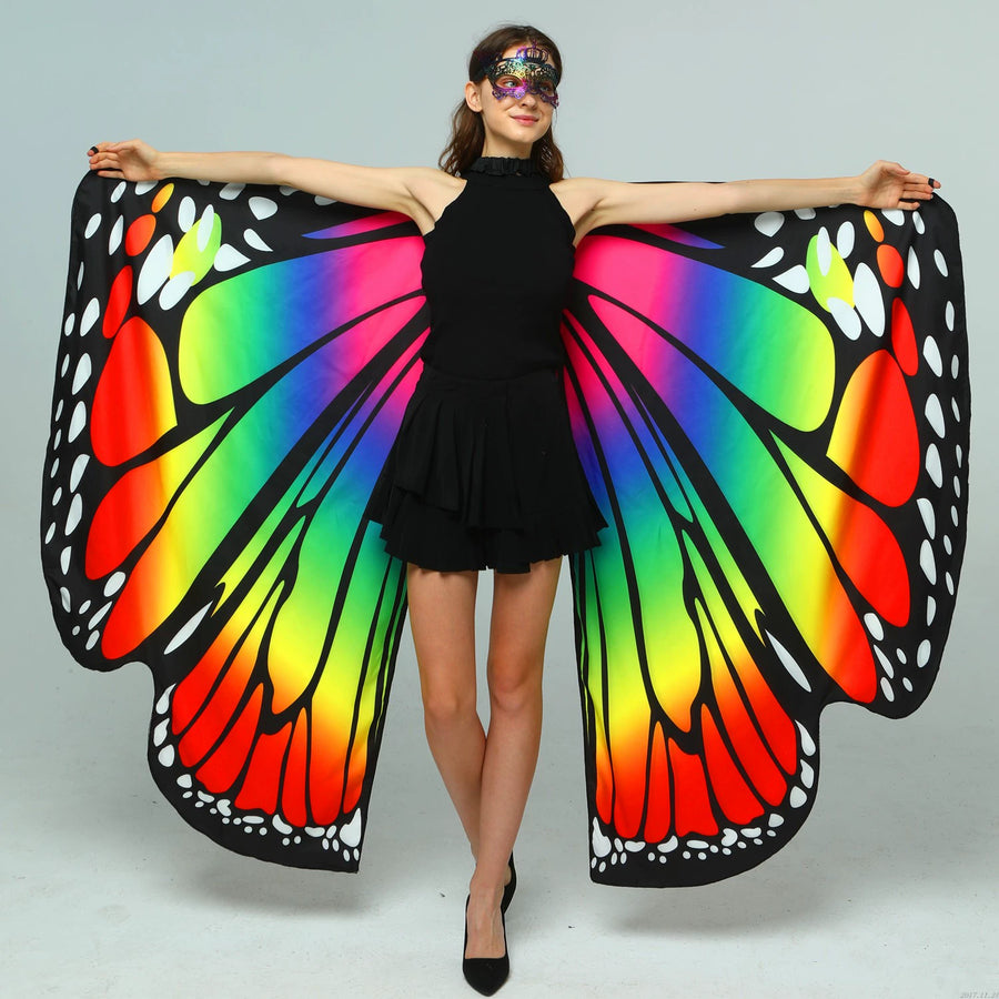 Butterfly Wing Shawl - Many Designs Fluorescent Green (Double-sided) Dance Props Festival Raqs Wings