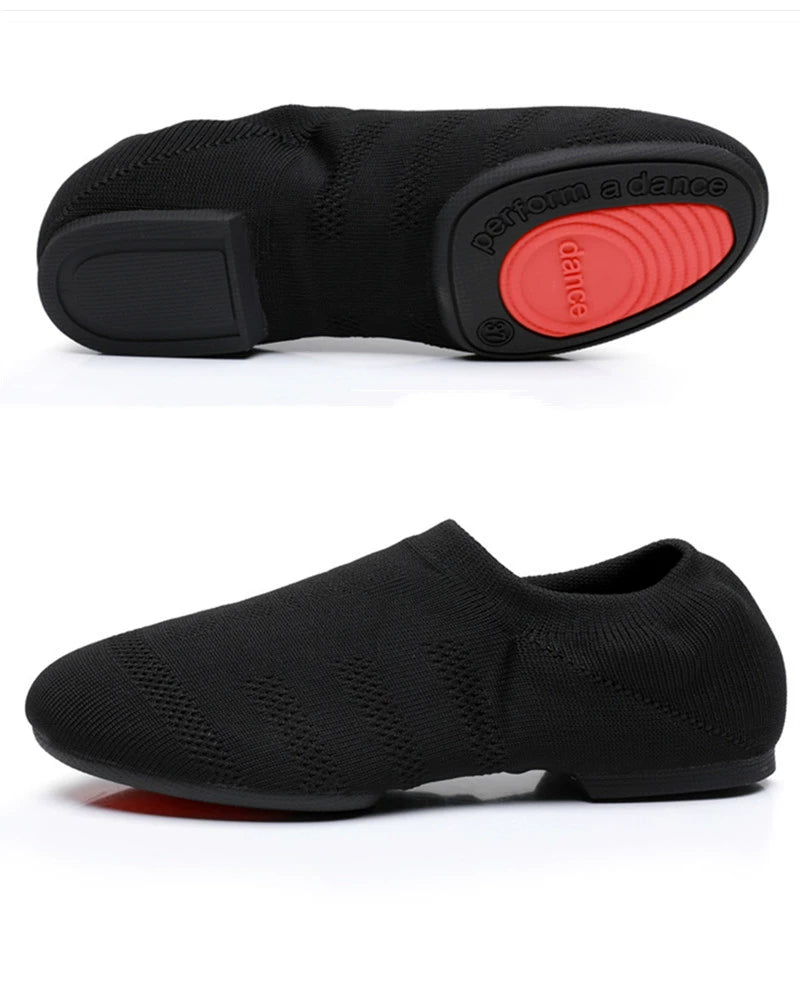 Soft Knit Jazz/Modern Practice Yoga Cheerleading Dance Shoes Black Outdoor - with 1cm heel Shoes