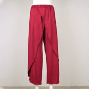 Flowy Solid Color High Waist Slit Yoga Dance Pants wine red(1) Lifestyle Pants Plus-sizes Available Raqs Yoga