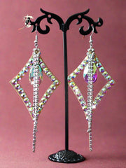 Belly Dance Earrings Hypoallergenic 925 Silver Hook Colorful Crystals Performance jewelry Raqs