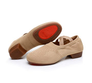 Strap-fit Soft Knit Jazz/Modern Practice Yoga Cheerleading Dance Shoes Camel - Split-sole Shoes