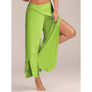 Flowy Solid Color High Waist Slit Yoga Dance Pants Green(1) Lifestyle Pants Plus-sizes Available Raqs Yoga