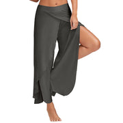 Flowy Solid Color High Waist Slit Yoga Dance Pants Lifestyle Pants Plus-sizes Available Raqs Yoga