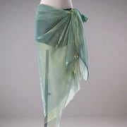 Iridescent Gauze Hip Scarf Wrap Butter Green One-size Hip Scarf Raqs