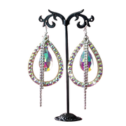 Belly Dance Earrings Hypoallergenic 925 Silver Hook Colorful Crystals Performance jewelry Raqs