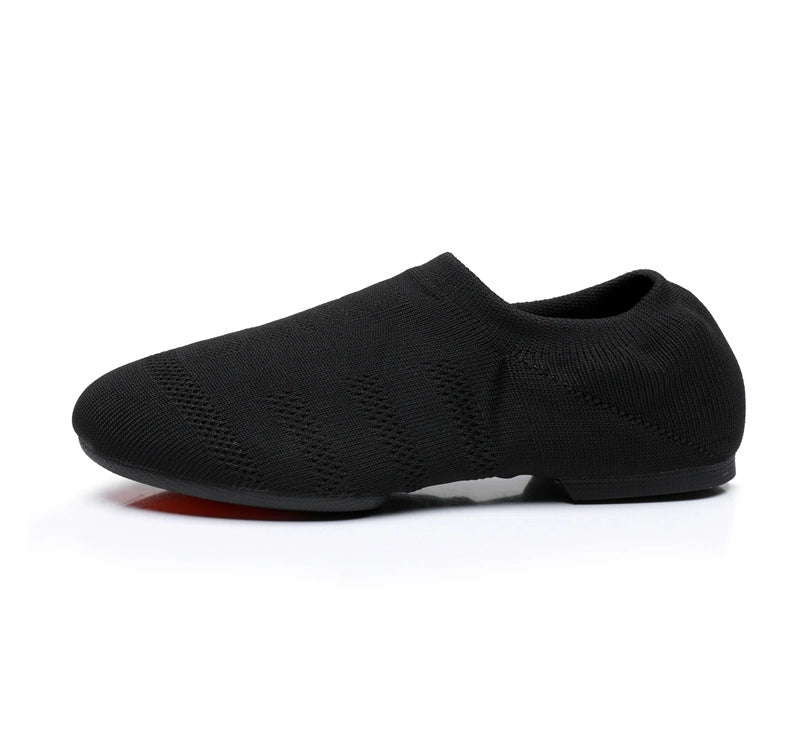 Soft Knit Jazz/Modern Practice Yoga Cheerleading Dance Shoes Black Indoor - with 1cm heel Shoes