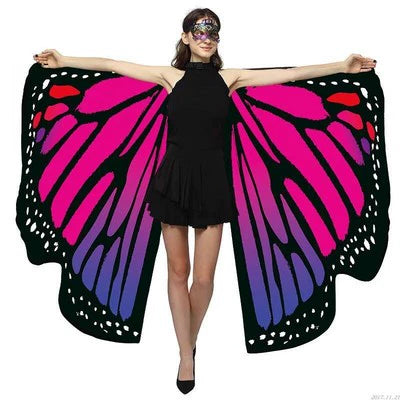 Butterfly Wing Shawl - Many Designs Fuchsia (Double-sided) Dance Props Festival Raqs Wings