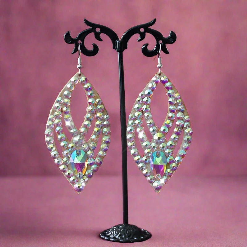 Belly Dance Earrings Hypoallergenic 925 Silver Hook Colorful Crystals Performance True love jewelry Raqs