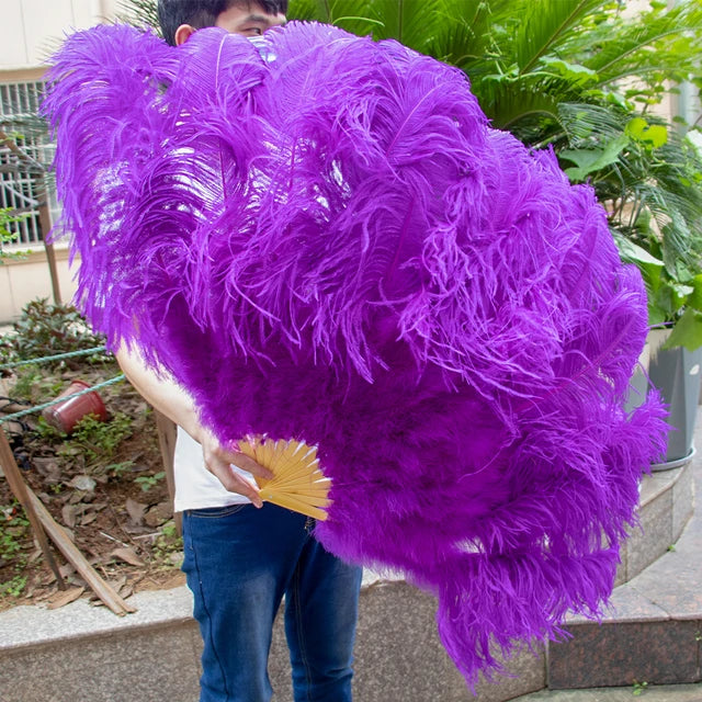 Medium (24"/100cm) Burlesque Ostrich Feather Fans 13 Staves - Many Colors Purple 100CM 24 inch - One R L Pair Burlesque Fan Fans Raqs