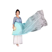 Silk Fan Veils - Soft Colors and Vertical Designs 1.8m Pair (1R, 1L) soft aqua gray gradient 180cm Veil - 1 Pair R L Dance Props Fan Veil Raqs