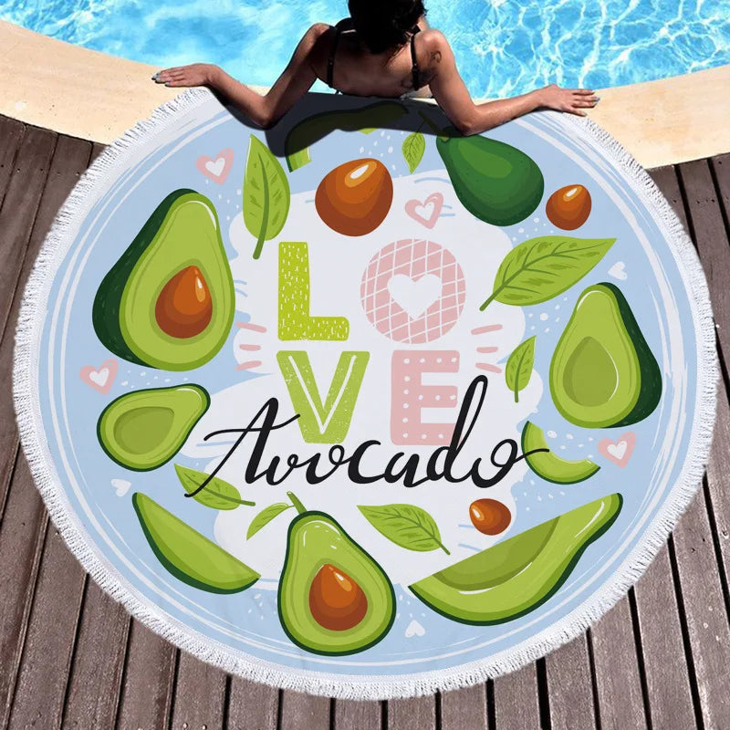 Avocado-Themed 5'/150cm Round Microfiber Towels Avocado Lifestyle Towel